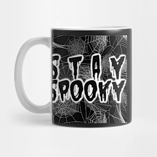 Stay Spooky Black Drip Font Spiderweb Mug